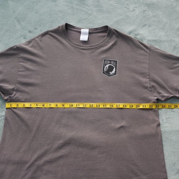 Veteran Shirt Crewneck Mens XL Gray Gildan American Flag POW Tee - Picture 5 of 10